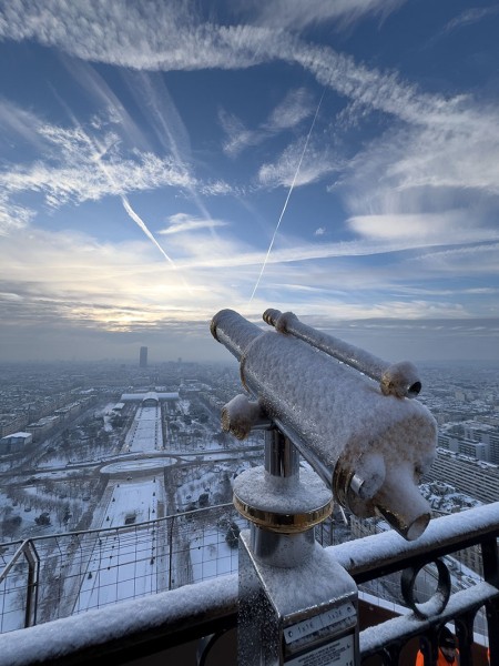 Paisaje desde la Torre Eiffel bajo la nieve