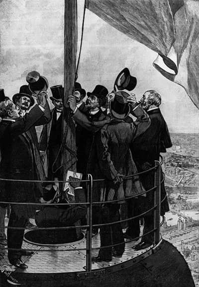 Grabado de la inauguración de la Torre Eiffel