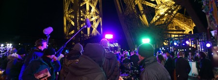 Foto de un rodaje en la Torre Eiffel