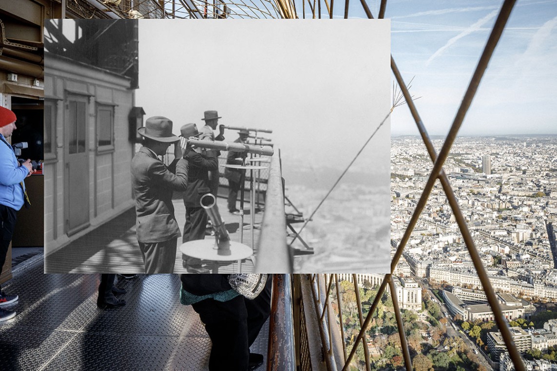 Visitantes en la cima de la Torre Eiffel, nivel superior