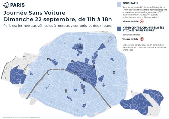 Mapa de París - Día sin coches